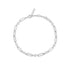 Silver Bezel Station Paper Clip Chain Bracelet
